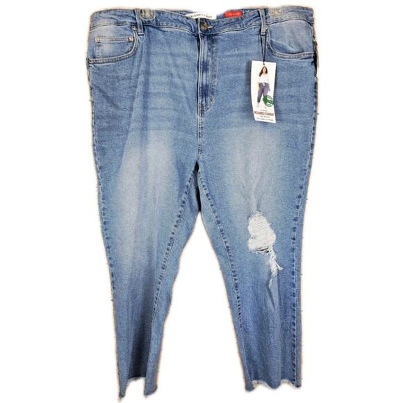 Celebrity Pink Hi Rise Relaxed Straight Jeans Retro Women Plus 20 Distressed - Picture 2 of 16